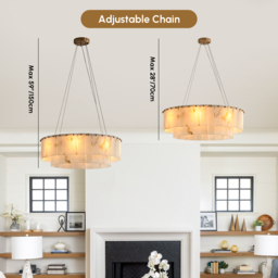 8-Light Tiered Chandelier Alabaster-Look 62cm - thumbnail 5