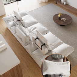 2780mm Modern White Leath-Aire 3 Seater Deep Sofa with Adjustable Backrest Sailboat - thumbnail 2