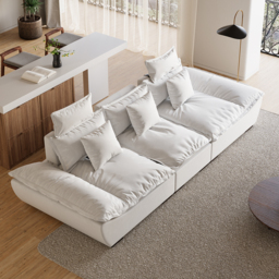 2780mm Modern White Leath-Aire 3 Seater Deep Sofa with Adjustable Backrest Sailboat - thumbnail 5