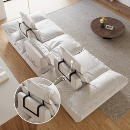 2780mm Modern White Leath-Aire 3 Seater Deep Sofa with Adjustable Backrest Sailboat - thumbnail 7