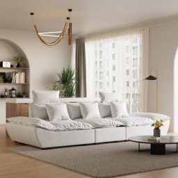 2780mm Modern White Leath-Aire 3 Seater Deep Sofa with Adjustable Backrest Sailboat - thumbnail 8