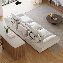 2780mm Modern White Leath-Aire 3 Seater Deep Sofa with Adjustable Backrest Sailboat - thumbnail 6
