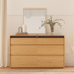 Wooden 1200 mm 6-Drawer LED Dresser with Charging Station - thumbnail 3