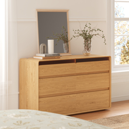 Wooden 1200 mm 6-Drawer LED Dresser with Charging Station - thumbnail 7