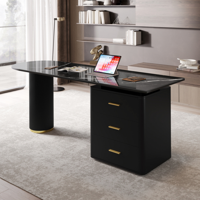 "Modern Sintered Stone Top Office Writing Desk with 3-Drawer(71"")" - image 1