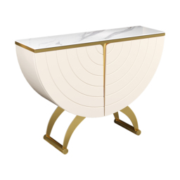 Modern Gold Console Table Sintered Stone Top Entryway Storage Cabinet with Doors - thumbnail 6