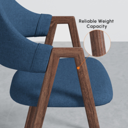 Blue Linen Upholstered Dining Chair Curved Back Chair 6-Pieces - thumbnail 7