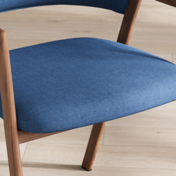 Blue Linen Upholstered Dining Chair Curved Back Chair 6-Pieces - thumbnail 7