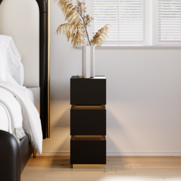 Smart LED Bedside Table Wireless Charging Station Wood Bedside Table with Light Modern - thumbnail 7