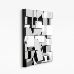 1000mm Modern Silver Rectangle Glam Irregular Earthquake Wall Mirror Decor Art with Geometric Frame in the Living Room - thumbnail 8