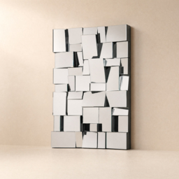 1000mm Modern Silver Rectangle Glam Irregular Earthquake Wall Mirror Decor Art with Geometric Frame in the Living Room - thumbnail 9