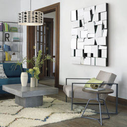 1000mm Modern Silver Rectangle Glam Irregular Earthquake Wall Mirror Decor Art with Geometric Frame in the Living Room - thumbnail 5