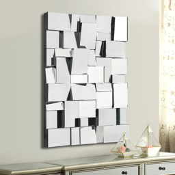 1000mm Modern Silver Rectangle Glam Irregular Earthquake Wall Mirror Decor Art with Geometric Frame in the Living Room - thumbnail 6
