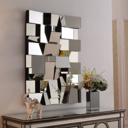 1000mm Modern Silver Rectangle Glam Irregular Earthquake Wall Mirror Decor Art with Geometric Frame in the Living Room - thumbnail 2