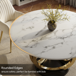 Dining Set 1350mm Modern Style Round Sintered Stone Dining Table with 4 Chairs - thumbnail 5