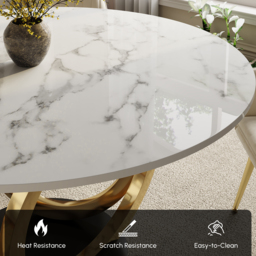 Dining Set 1350mm Modern Style Round Sintered Stone Dining Table with 4 Chairs - thumbnail 6