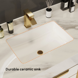 120 cm Wall-Mounted Bathroom Vanity with Sintered Stone Top and Expanded Storage - thumbnail 6