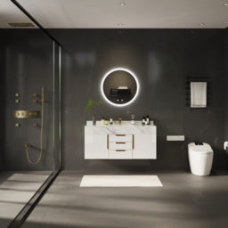 120 cm Wall-Mounted Bathroom Vanity with Sintered Stone Top and Expanded Storage - thumbnail 3
