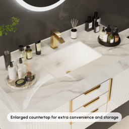120 cm Wall-Mounted Bathroom Vanity with Sintered Stone Top and Expanded Storage - thumbnail 4