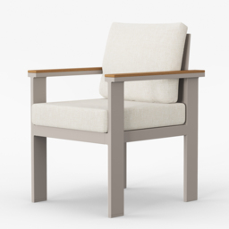 Tevara 2 PC Teak & Aluminium Outdoor Dining Chair Modern Yard & Patio Furniture in Warm White Cushion & Pillow Included - thumbnail 8
