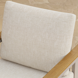 Tevara 2 PC Teak & Aluminium Outdoor Dining Chair Modern Yard & Patio Furniture in Warm White Cushion & Pillow Included - thumbnail 7