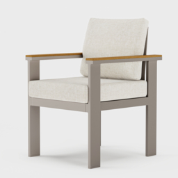 Tevara 2 PC Teak & Aluminium Outdoor Dining Chair Modern Yard & Patio Furniture in Warm White Cushion & Pillow Included - thumbnail 9