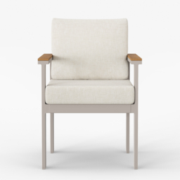 Tevara 2 PC Teak & Aluminium Outdoor Dining Chair Modern Yard & Patio Furniture in Warm White Cushion & Pillow Included - thumbnail 9