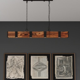 Rowen Rustic 4-Light LED Linear Rust Wood & Metal Island Pendant Light - thumbnail 2