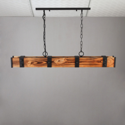 Rowen Rustic 4-Light LED Linear Rust Wood & Metal Island Pendant Light - thumbnail 5