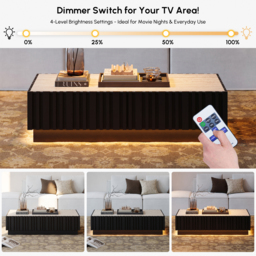 Aura 120 cm Ash Wood Slatted Coffee Table with Sintered Stone Top - thumbnail 8