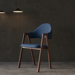 Set of 2 Linen Dining Chair Upholstered Curved Back Modern Blue Dining Room Chairs - thumbnail 4
