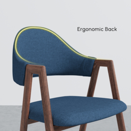 Set of 2 Linen Dining Chair Upholstered Curved Back Modern Blue Dining Room Chairs - thumbnail 6