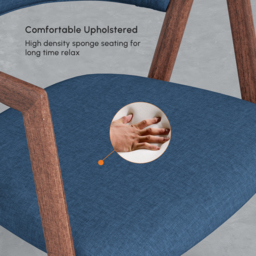 Set of 2 Linen Dining Chair Upholstered Curved Back Modern Blue Dining Room Chairs - thumbnail 5