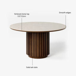 120 cm Travertine-Effect Round Dining Table with Sintered Stone Top - thumbnail 8