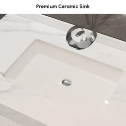 Aro 900mm White Freestanding Ceramics Basin Bathroom Vanity Drawers Faux Marble Top - thumbnail 5