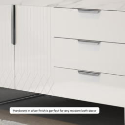 Aro 900mm White Freestanding Ceramics Basin Bathroom Vanity Drawers Faux Marble Top - thumbnail 7