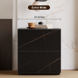 Modern 600mmW Sintered Stone Nightstand 2 Drawer Bedside Table Set of 2 - thumbnail 6
