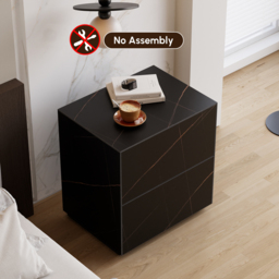 Modern 600mmW Sintered Stone Nightstand 2 Drawer Bedside Table Set of 2 - thumbnail 8