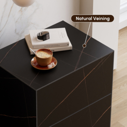 Modern 600mmW Sintered Stone Nightstand 2 Drawer Bedside Table Set of 2 - thumbnail 7