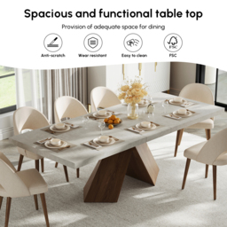 2000mm-2200mm Extendable Gray Dining Table & 8 Japandi Rattan Dining Chairs - thumbnail 7