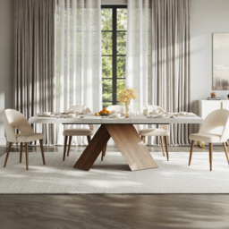 2000mm-2200mm Extendable Gray Dining Table & 8 Japandi Rattan Dining Chairs - thumbnail 4