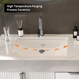 Aro 1500mm White Double Basin Freestanding Bathroom Vanity Drawers Faux Marble Top - thumbnail 4