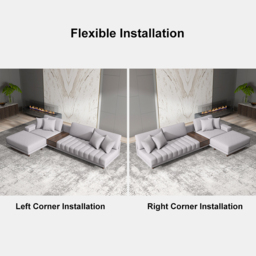 320 cm L-Shaped Grey Cotton Linen Modular Sectional Sofa with Ottoman for Living Room - thumbnail 9