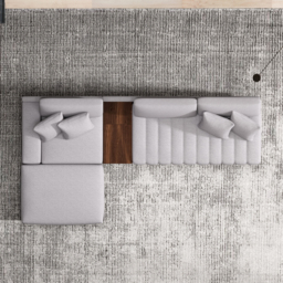 320 cm L-Shaped Grey Cotton Linen Modular Sectional Sofa with Ottoman for Living Room - thumbnail 5
