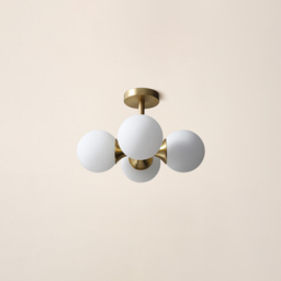 Brass 4-Light Semi-Flush Mount Ceiling Light Globe Shade Mini Chandelier Ceiling Light - thumbnail 6
