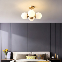 Brass 4-Light Semi-Flush Mount Ceiling Light Globe Shade Mini Chandelier Ceiling Light - thumbnail 2