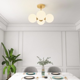 Brass 4-Light Semi-Flush Mount Ceiling Light Globe Shade Mini Chandelier Ceiling Light - thumbnail 3