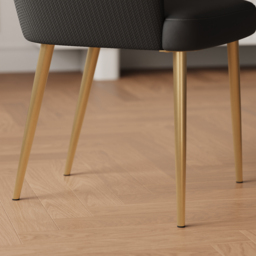 Modern Black PU Leather Dining Chair Curved Back with Gold Legs - thumbnail 8
