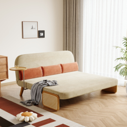 Mid-Century Modern Rattan Daybed Sofa Bed Convertible Sleeper Lounge Chair Folding - thumbnail 2