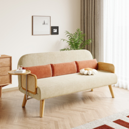 Mid-Century Modern Rattan Daybed Sofa Bed Convertible Sleeper Lounge Chair Folding - thumbnail 1